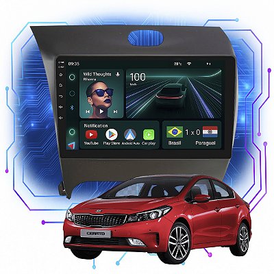 Kit Multimidia Android 4GB/64GB 9p CERATO 2014-2019 Gps Wifi + Câmera de Ré