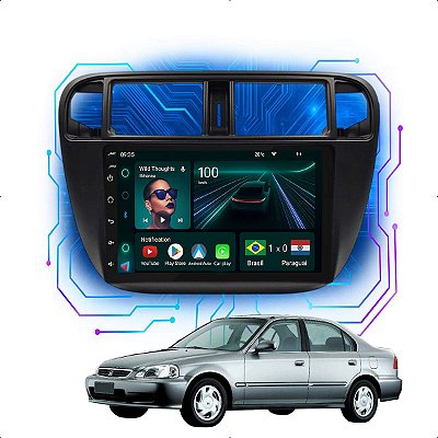 KIT MULTIMIDIA ANDROID 4GB/64GB 9" CIVIC 98/00 PRETO HONDA C
