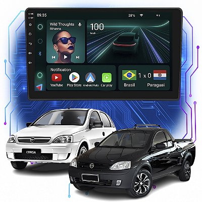 Kit Multimidia Android 4GB/64GB 9p Corsa Montana 2002-2012 Android Auto Carplay + Gps