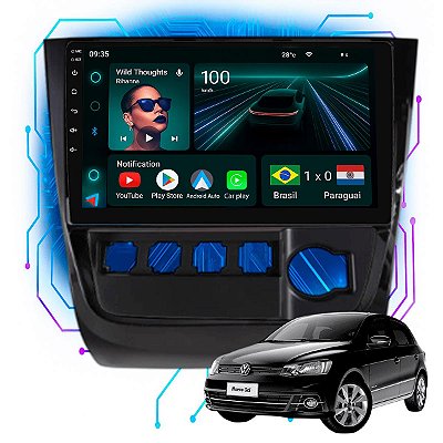 Kit Multimidia Android 4GB/64GB 9p Gol Voyage Saveiro G6 2012 a 2016 Waze + Youtube
