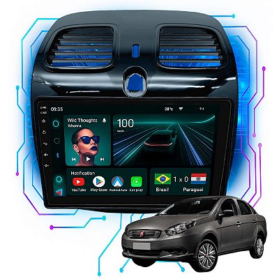 Kit Multimidia Android 4GB/64GB 9p Grand Siena 2013-2021 Android Auto + Câmera De Ré