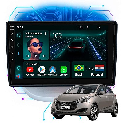 Kit Multimidia Android 4GB/64GB 9p HB20 2012-2019 Carplay + Android Auto