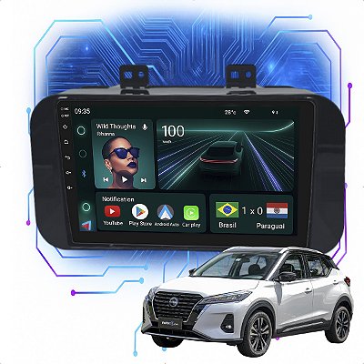 KIT MULTIMIDIA ANDROID 4GB/64GB 9" KICKS 22/24 Carplay + Câmera De Ré
