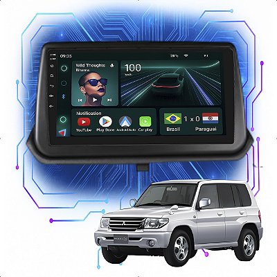 Kit Multimidia Android 4GB/64GB 9p Pajero Io 1999-2001 Carplay + Android Auto + Câmera De Ré