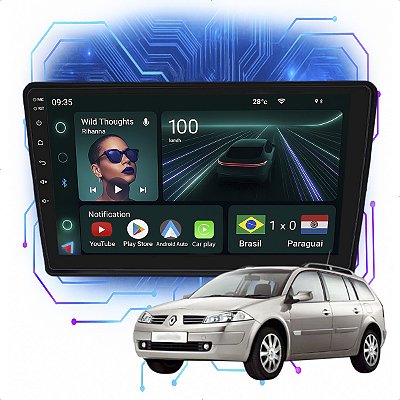 KIT MULTIMIDIA ANDROID 4GB/64GB 9" MEGANE 07/13 PRETO FLUTUA