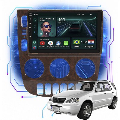 Kit Multimidia Android 4GB/64GB 9p Mercedes ML 1998-2005 Carplay + Android Auto