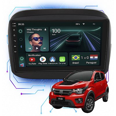Kit Multimidia Android 4GB/64GB 9p Fiat Mobi 2017-2024 Android Auto + Spotify