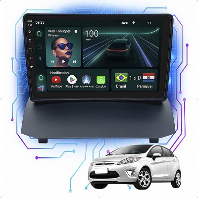 Kit Multimidia Android 4GB/64GB 9" Fiesta Mexicano 2010-2013 Carplay + Gps