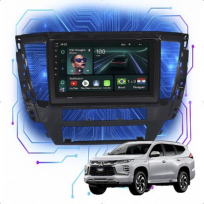 Kit Multimidia Android 4GB/64GB 9p Pajero Sport 2021-2025 Android Auto + Carplay