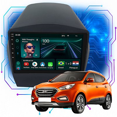 Kit Multimídia Android 9” IX35 2010-2022 | 4GB + 64GB, CarPlay e Android Auto