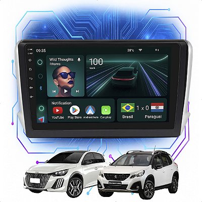 Kit Multimidia Android 4GB/64GB 9p Peugeot 208 2008 2013-2020 Carplay + Câmera De Ré