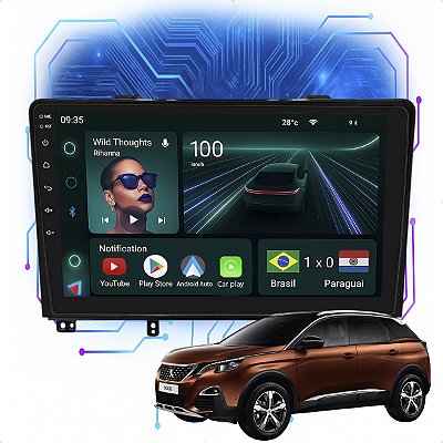 Kit Multimidia Android 4GB/64GB 9p Peugeot 3008 2011-2016 Carplay + Câmera De Ré
