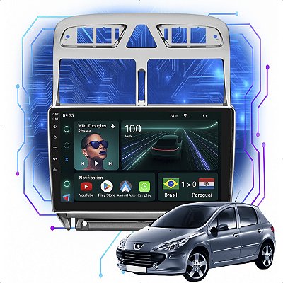 Kit Multimidia Android 4GB/64GB 9p Peugeot 307 2002-2012 Gps + Spotify