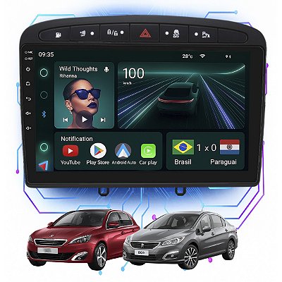 Kit Multimidia Android 4GB/64GB 9p Peugeot 308 408 2012-2019 Spotify + Gps