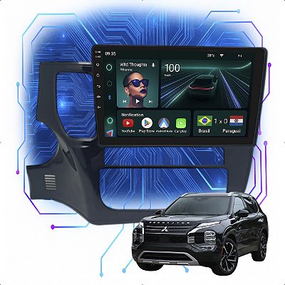 Kit Multimídia Android 9” Outlander 2014-2022 | 4GB + 64GB, CarPlay e Android Auto