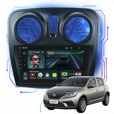 Kit Multimidia Android 4GB/64GB 9p Sandero 2015-2024 Carplay + Spotify