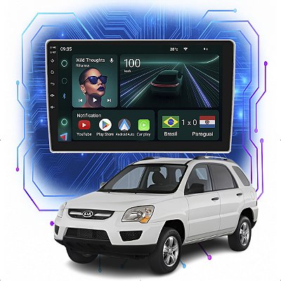 Kit Multimidia Android 4GB/64GB 9p Sportage 2006-2010 Carplay + Câmera De Ré