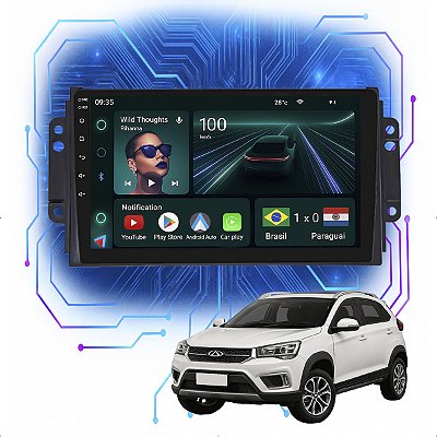 Kit Multimidia Android 4GB/64GB 9" Tiggo 2 2019-2022 Carplay + Câmera De Ré