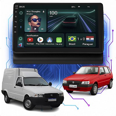 Kit Multimidia Android 4/64GB 9p Uno Mille Fiorino 1995-2013 Gps + Wifi
