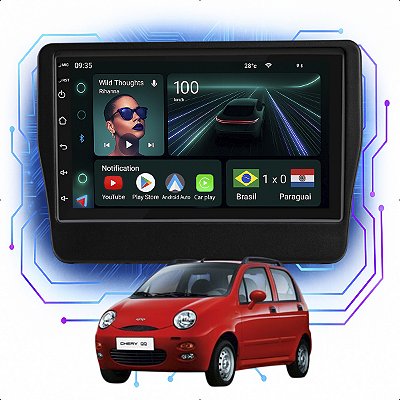 Kit Multimídia Android 7” Chery QQ 2011-2015 | 4GB + 64GB, CarPlay e Android Auto