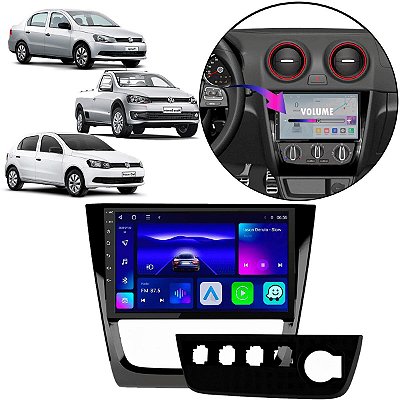 Kit Multimídia Android 9" Octa-Core 4/64GB Gol Saveiro G6 2012-2016 CarPlay GPS + Slot Chip 4G