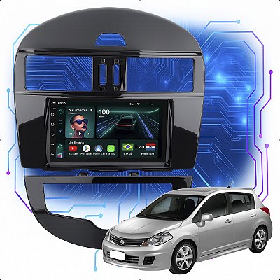 Kit Multimídia Android 4-64GB 7pol Tiida 2008 a 2013 Android Auto + Gps