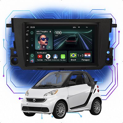 Kit Multimídia Android 4-64GB 7p Smart Fortwo 2013 a 2016 Carplay + Wifi