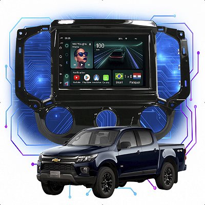 Kit Multimídia Android 4-64GB 7p Chevrolet S10 2017 a 2021 Maps + Câmera De Ré