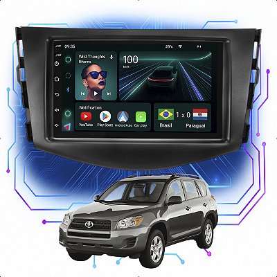 Kit Multimídia Android 4-64GB 7pol Rav4 2006 a 2012 Youtube + Wifi