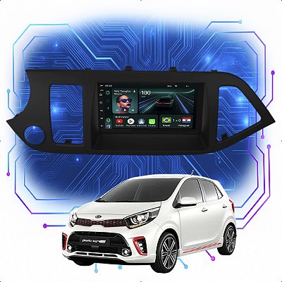 Kit Multimídia Android 4-64GB 7p Picanto 2011 a 2017 Maps + Câmera De Ré