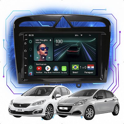 Kit Multimídia Android 4-64GB 7p Peugeot 308 408 2012 a 2019 Carplay + Gps