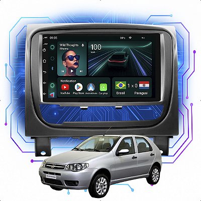 Kit Multimídia Android 4-64GB 7pol Palio Economy 2012 a 2020 Carplay + Gps