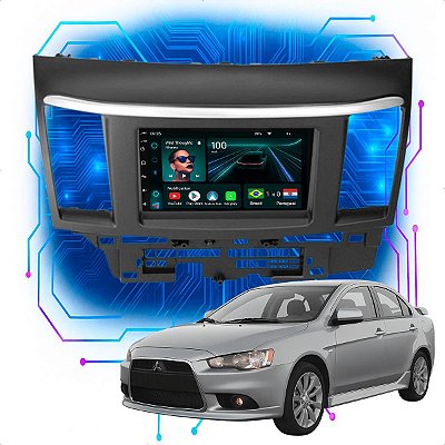 Kit Multimídia Android 4-64GB 7pol Lancer 2009 a 2019 Carplay + Câmera De Ré