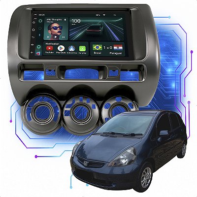 Kit Multimídia Android 4/64GB 7p Honda Fit 2004 a 2008
