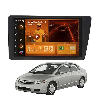 Kit Multimidia Android 2-64GB 7p CIVIC 01-06 Wifi + Câmera De Ré