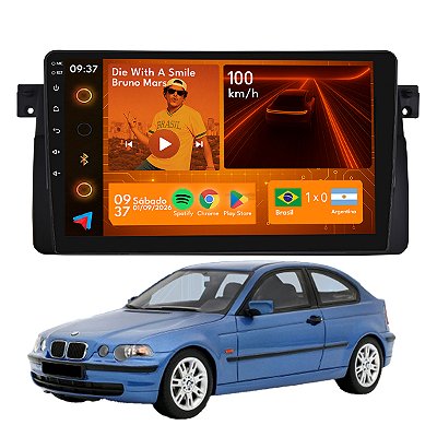 Kit Multimídia Android 2+64GB 9p Bmw Serie 3 E46 1998 a 2005 Camera De Ré + Gps