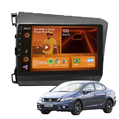 Kit Multimidia Android 2+64gb 9p Civic 12-16 Carplay + Gps