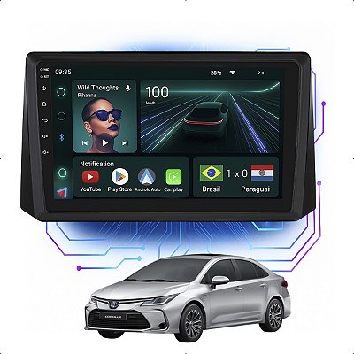 Kit Multimídia 9p Android Corolla 2020-2026 4GB+64GB Full HD