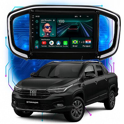 Kit Multimídia Android 9p Strada 2021-2024 4GB+64GB Carplay