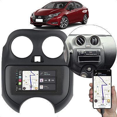 Kit Multimídia MP5 7pol March Versa 2011-2013 Camera Carplay