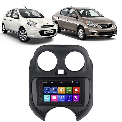 Kit Multimídia MP5 7pol March Versa 2011-2013 USB Camera BT