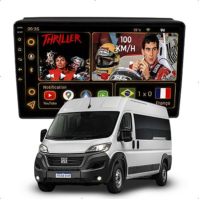 Kit Multimidia Android 9pol Octa-Core 6GB 128GB Ducato 2018-2025