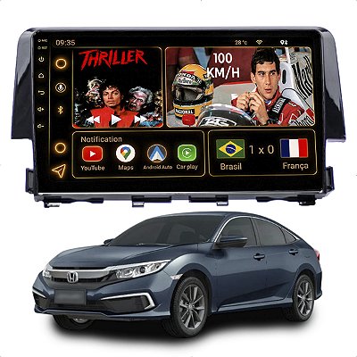 Kit Multimidia Android Octa-Core 6GB 128GB 9p Civic G10 2017-2021