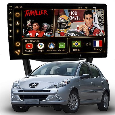 Kit Multimidia Android Octa-Core 6GB 128GB 9p Peugeot 207 2009 a 2015