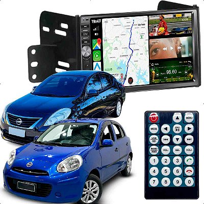 Kit Multimidia DVD Mp5 Botao 7p March e versa 11-13 Carplay