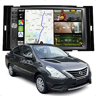 Kit Multimidia Mp5 Botão 2 Din 7p March Versa 14-20 Carplay