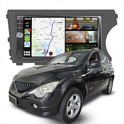 Kit Multimidia 2 Din Dvd Mp5 Botão 7p Actyon 08-11 Carplay