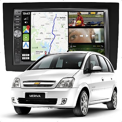 Kit Multimidia 2 Din Mp5 Botão 7p Meriva 03-10 Camera De Ré
