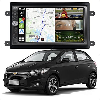 Kit Multimidia Mp5 2 Din Botão Dvd 7p Prisma 13-19 Carplay