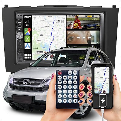 Kit Multimidia 2 din Mp5 Botão 7p Crv 07-11 Câmera De Ré